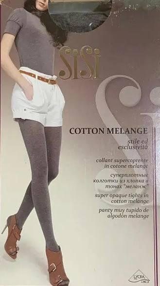 Колготки 200 ден бавовняні меланжеві теплі Sisi Cotton Melange 200 сірого кольору 1/2 3/4 - розмір 1/2 Cotton Melange фото