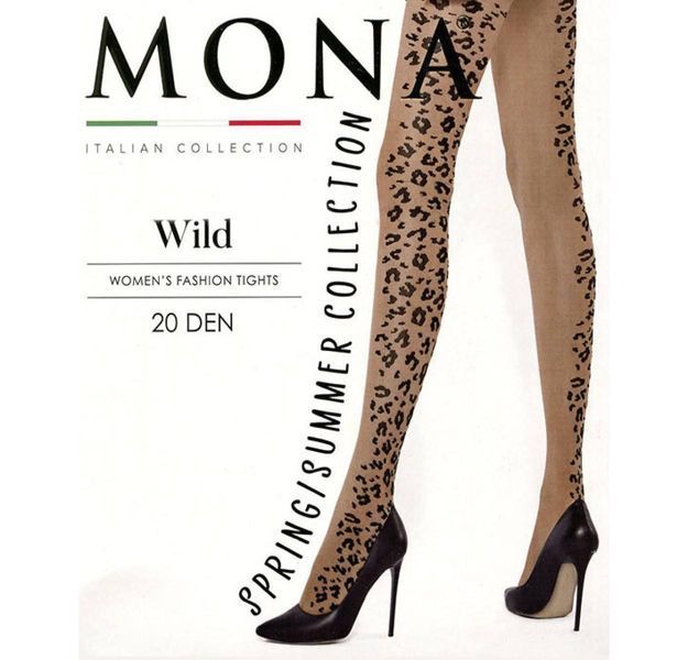 Колготы 20 ден с леопардовым принтом Mona Wild 20 бежевого цвета размера 2 3 4 Mona Wild фото