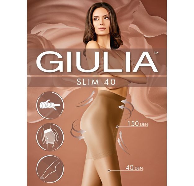 Колготки 40 ден з утягуючими шортиками Giulia Slim 40 чорного бежевого капучино кольорів розміри 2 3 4 5 - 2р бежеві Slim 40 фото