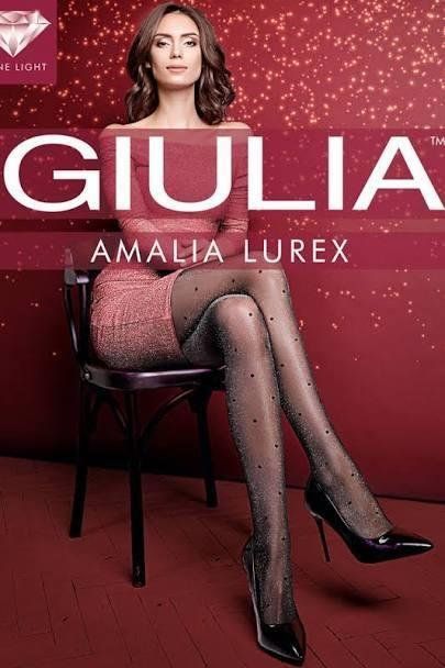 Колготки 20 ден люрексові в горошок Giulia Amalia Lurex 20 чорного кольору розміри 2 3 4 - 2р Amalia Lurex 20 фото