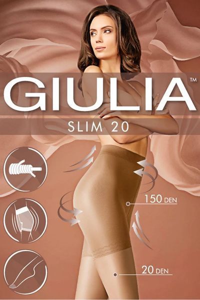 Колготи 20 ден з утягуючими шортиками Giulia Slim 20 чорного бежевого капучино бронзового кольорів розміри 2 3 4 5 - 2р чорні SLIM 20 фото