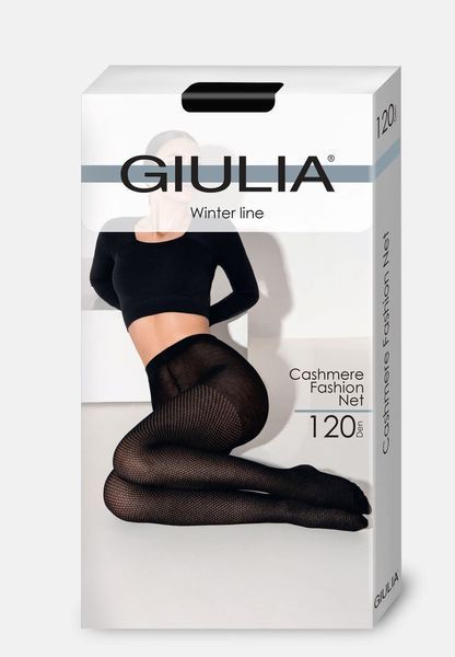 Колготки 120 ден бавовняні фантазійні сіточка Giulia Cashmere Fashion Net 120 чорного кольору розміри 2 ,3 ,4 - р2 Cashmere Fashion Net 120 фото