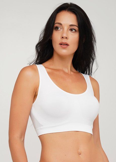 Топ на широких бретелях бесшовный Giulia Tank Top разные цвета размеры S/M L/XL-S/M Белый Tank top фото