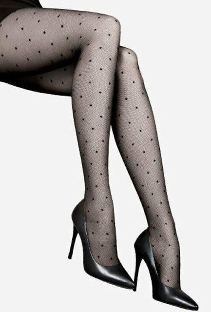 Колготки 20 ден з ефектом тюлі в дрібний горошок Lores Tulle 20 чорного кольору розміру 1/2, 3/4 - р 1/2 TULLE 20 фото