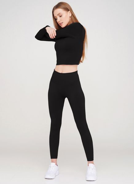 Лосини безшовні щільні спортивні з широким поясом Giulia Leggings Energy чорного кольору - розмір S/M Leggings Energy фото
