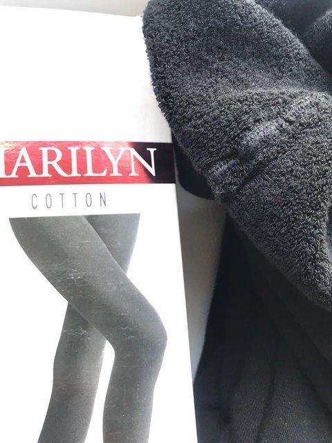 Колготки 250 ден бавовняні з махрою щільні MARILYN 250 чорного кольору розмір 2  Marilyn cotton 250 фото