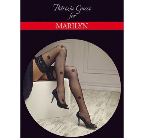 Панчохи 20 ден на основі мікросіточки з мереживом на силіконі Marilyn Patrizia Gucci 20 чорного кольору розміру 1/2 Marilyn gucci фото