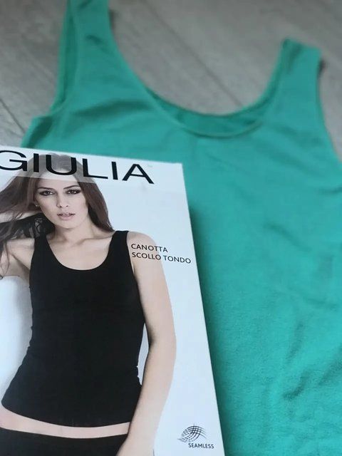 Майка безшовна на широких бретелях Giulia Canotta (Tank)   розмір  S/M  Бірюзовий TANK/CANOTTA SCOLO TONDO фото